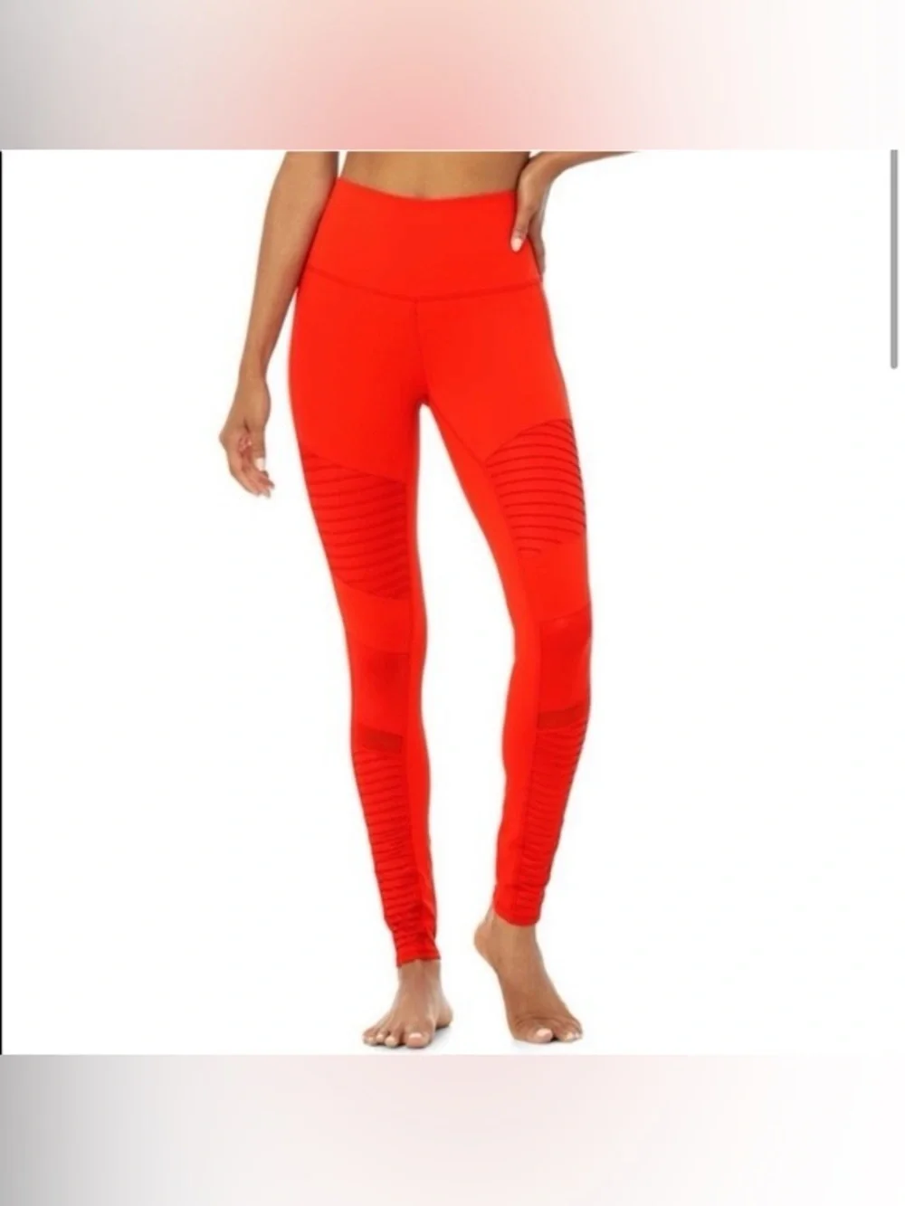 Alo Cherry Airbrush Moto High Rise Leggings XS Mesh Moisture Wick A131